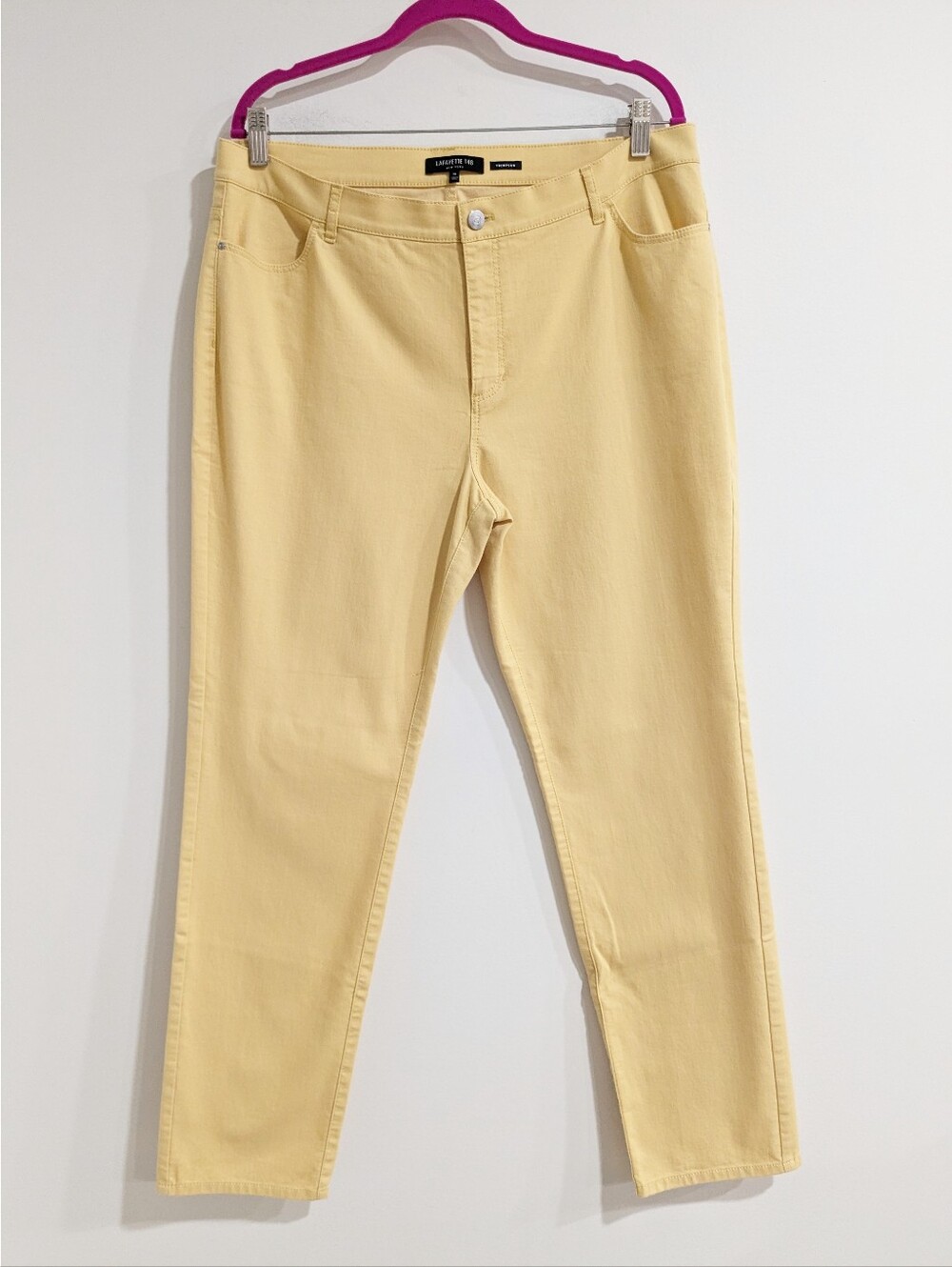 NEW Lafayette 148 Thompson Slim Pant In Sienna Yellow - Picture 2 of 7